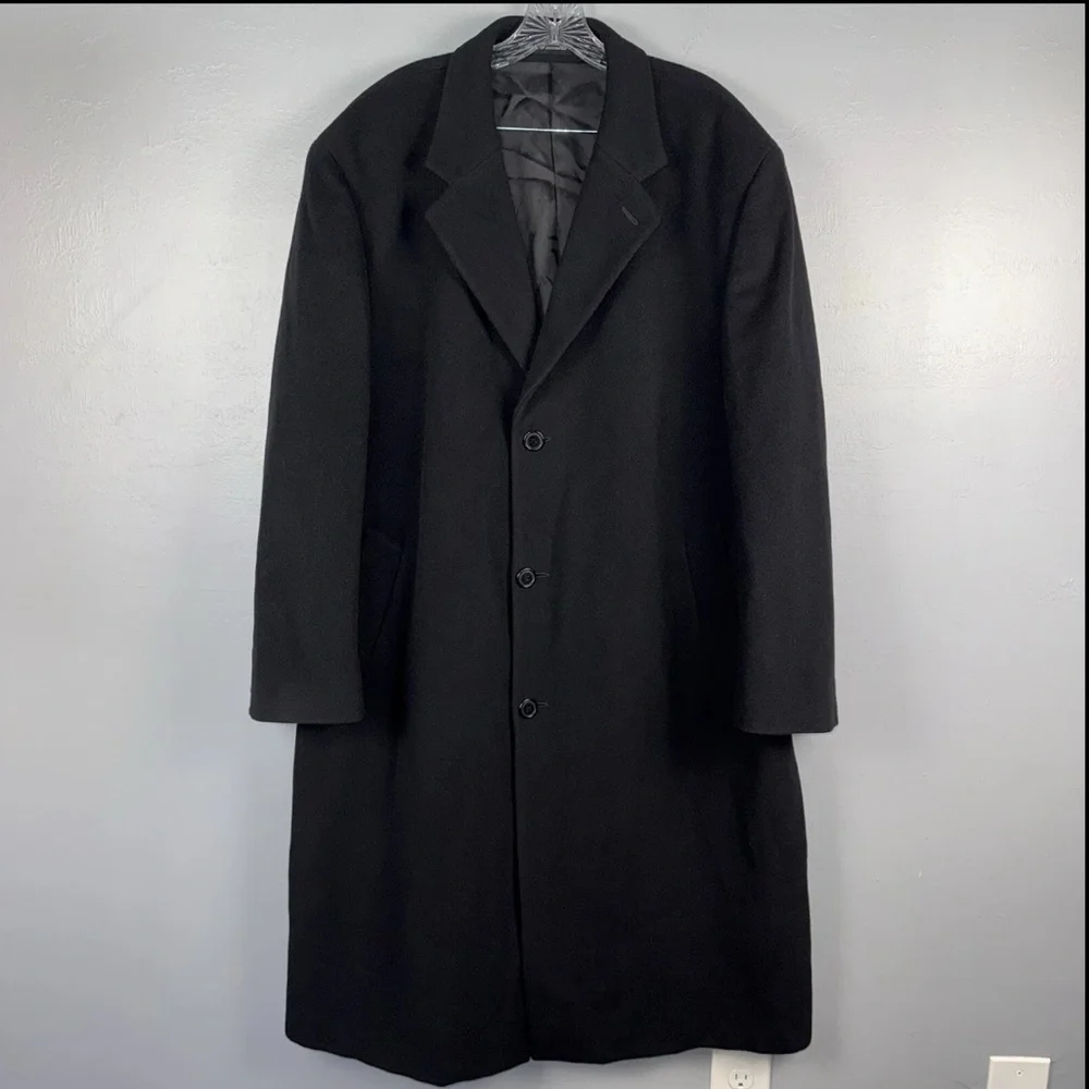 Lauren Ralph Lauren Overcoat Men’s 44R  Black Corporate Formal Cashmere Blend‎